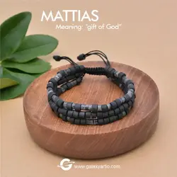 دستبند ماتیاس - استودیوی هنری گلکسی - دستبند سنگ و چوب