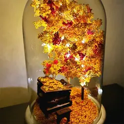 چراغ خواب دستساز گوی استوانه ای پیانو طرح پاییز - فروشگاه اینترنتی گشنیز