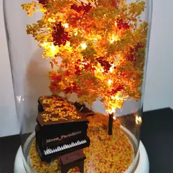 چراغ خواب دستساز گوی استوانه ای پیانو طرح پاییز - فروشگاه اینترنتی گشنیز