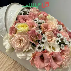 خرید باکس گل زایمان صدف | باکس گل صورتی برای زایمان دختر