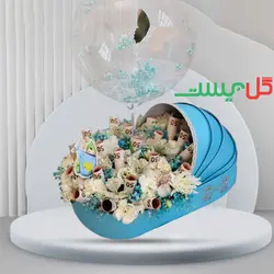 خرید باکس گل نوزادی برسام | باکس گل و پول برای تولد نوزاد