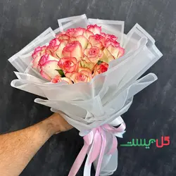 دسته گل رز صورتی دخترانه مدل غزاله - دسته گل برای دختر