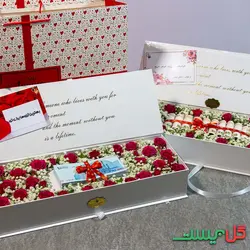 باکس گل و پول مدل مارال  [رز مینیاتوری قرمز] ارسال فوری