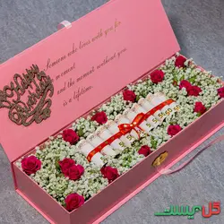 باکس گل و پول مدل مارال  [رز مینیاتوری قرمز] ارسال فوری