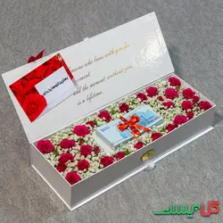 باکس گل و پول مدل مارال  [رز مینیاتوری قرمز] ارسال فوری