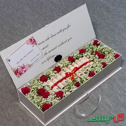 باکس گل و پول مدل مارال  [رز مینیاتوری قرمز] ارسال فوری