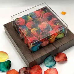 باکس گل چوبی پادینا- خرید باکس گل رز چوبی با درب شیشه ای خاص