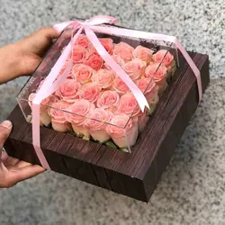 باکس گل چوبی پادینا- خرید باکس گل رز چوبی با درب شیشه ای خاص