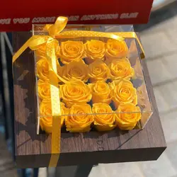 باکس گل چوبی پادینا- خرید باکس گل رز چوبی با درب شیشه ای خاص