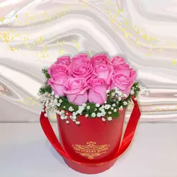 باکس گل استوانه ای افرا - خرید باکس گل با رز صورتی