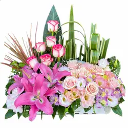 باکس گل خواستگاری فرشته - جعبه گل سفید با گل های بهاری