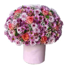 باکس گل بهاری کرامت - سفارش باکس گل استوانه رز برای تولد