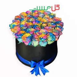 باکس گل رز هفت رنگ فرانک - خرید جعبه گل رز هفت رنگ