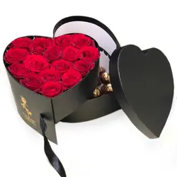 باکس گل ژینوس | باکس گل طرح قلب ( دو طبقه ) + شکلات شونیز