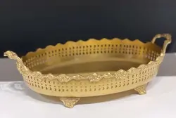 سینی برنجی پایه دار