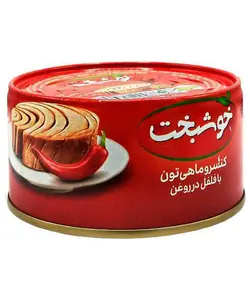 کنسرو ماهی تون فلفلی با روغن گیاهی خوشبخت