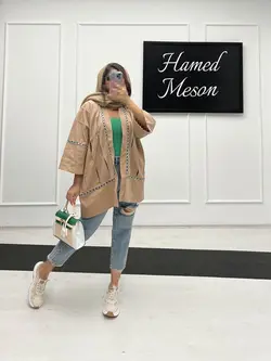 مانتو عبایی بالاتنه خامه دوزی 220005