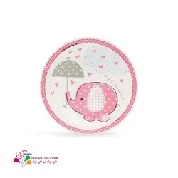 پیش دستی و لیوان تم تولد فیل دخترانه کد۲ (۱۰عددی)