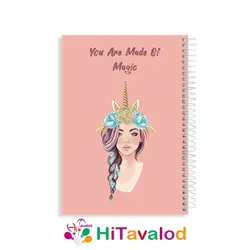 دفتر خط دار 60 برگ مدل دختر تکشاخ کد N007