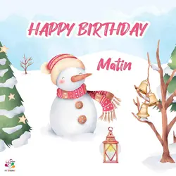 بنر مربعی تم تولد آدم برفی کد۱