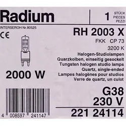 لامپ رادیوم 2000 وات مدل Radium RH2003 X FKK CP/73 پایه G38