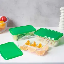 ظروف یخچالی 3 تکه سبز مدل PRUTA ایکیا | هومکده | فروشگاه اینترنتی وسایل خانه آشپزخانه ایکیا اصل