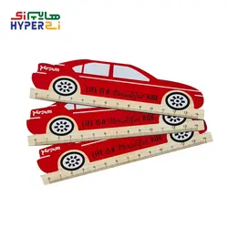 خط کش فانتزی چوبی 14سانتی طرح ماشین قرمز