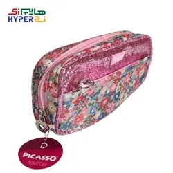 جامدادی دخترانه پیکاسو G4 طرح گل ریز پولک دار