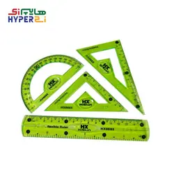ست اندازه گیری ژله ای سبز H.X (خط کش ، نقاله و گونیا)