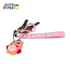 جاسوئیچی فانتزی جغد صورتی با بند یاسی