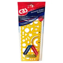 ست دوتائی اشكال هندسی و خط كش نقاله ژله ای CBS نارنجی
