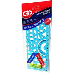 ست دوتائی اشكال هندسی و خط كش نقاله ژله ای CBS آبی