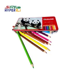 مداد رنگی 12رنگ دایناسور جعبه فلزی طرح پاندا