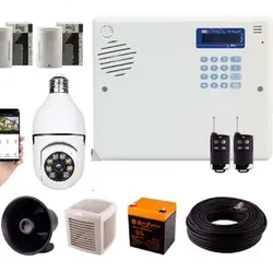 پکیج دزدگیر اماکن سایلکس مدلSG8-S سیم کارتی + دوربین بیسیم لامپی چرخشی
