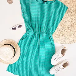 پیراهن راه راه سبز A00141 - فروشگاه اینترنتی ایفینیتی