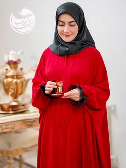 مانتو عبایی ترمه آستین کش یقه کرباتی