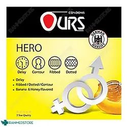 کاندوم خاردار شیاردار با اسانس موز و عسل اورس  3 عددی