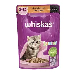 پوچ بچه گربه ویسکاس مرغ در سس 85 گرمی_Whiskas