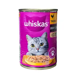 کنسرو گربه بالغ  ويسکاس 400 گرم طعم مرغ با سس whiskas