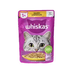 پوچ گربه بالغ ويسکاس طعم مرغ در ژله whiskas 85g