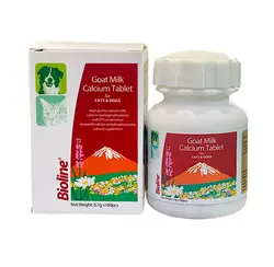 قرص کلسیم سگ و گربه شیر بز بایولاین 160عددی_Bioline Goat Milk Calcium