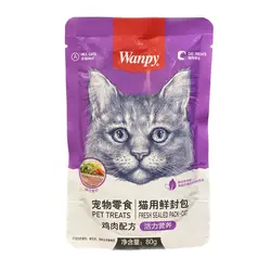 پوچ گربه بالغ با طعم مرغ و سبزیجات 80 گرمی ونپی_Wanpy