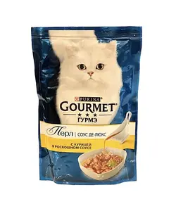 پوچ گربه بالغ با طعم مرغ 85 گرمی گورمت_Gourmet