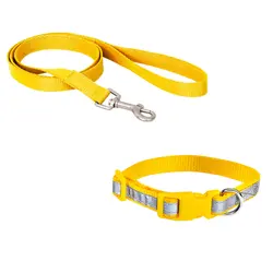 قلاده گردنى تسمه اى سایز ۱ (شبرنگ) همراه با لید نیناپت_nina pet