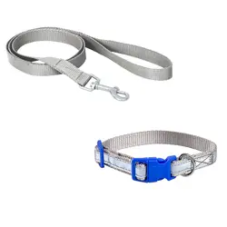 قلاده گردنى تسمه اى سایز ۱ (شبرنگ) همراه با لید نیناپت_nina pet