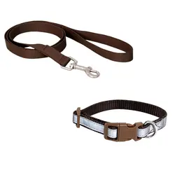 قلاده گردنى تسمه اى سایز ۱ (شبرنگ) همراه با لید نیناپت_nina pet