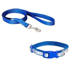 قلاده گردنى تسمه اى سایز ۱ (شبرنگ) همراه با لید نیناپت_nina pet