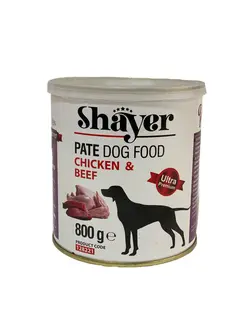 کنسرو سگ حاوی مرغ و گوشت گاو 800 گرمی شایر_Shayer