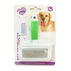 برس پلاستیکی سگ و گربه یک طرفه کوچک با شانه_Pet King