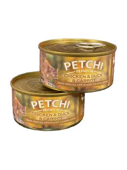کنسرو گربه مرغ و اردک و هویج 120 گرمی پتچی_Petchi